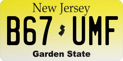 NJ license plate B67UMF