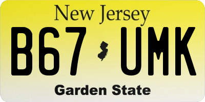 NJ license plate B67UMK