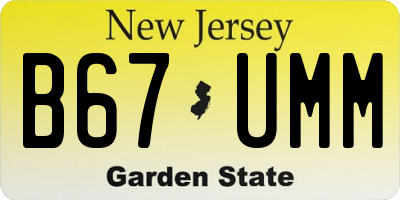 NJ license plate B67UMM