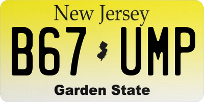 NJ license plate B67UMP