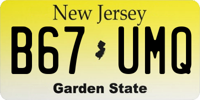 NJ license plate B67UMQ