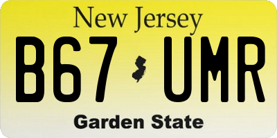 NJ license plate B67UMR