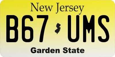 NJ license plate B67UMS