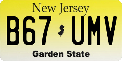 NJ license plate B67UMV