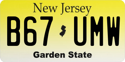 NJ license plate B67UMW