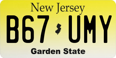 NJ license plate B67UMY