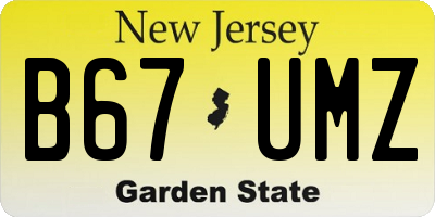 NJ license plate B67UMZ