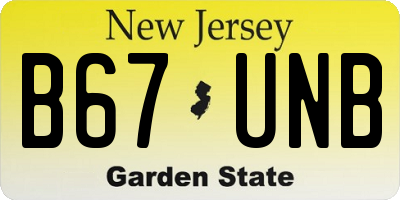 NJ license plate B67UNB