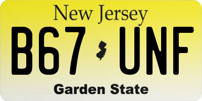 NJ license plate B67UNF