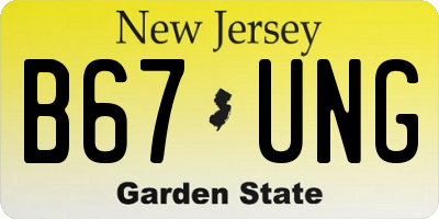 NJ license plate B67UNG