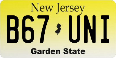 NJ license plate B67UNI