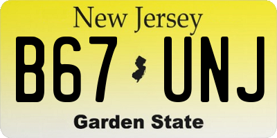 NJ license plate B67UNJ