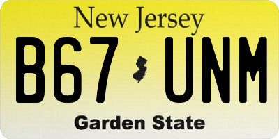 NJ license plate B67UNM