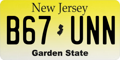 NJ license plate B67UNN