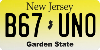 NJ license plate B67UNO