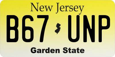 NJ license plate B67UNP