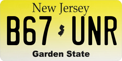 NJ license plate B67UNR
