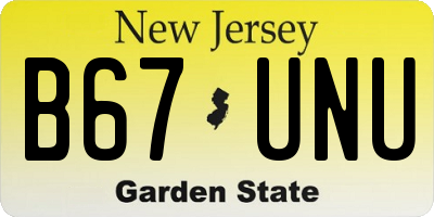 NJ license plate B67UNU