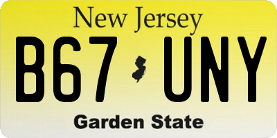 NJ license plate B67UNY