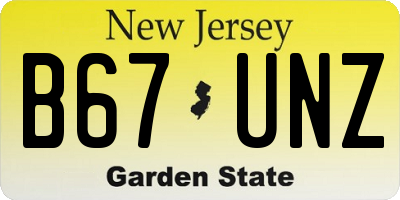 NJ license plate B67UNZ