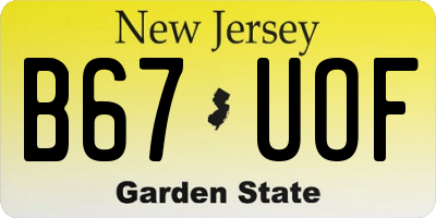 NJ license plate B67UOF