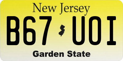 NJ license plate B67UOI