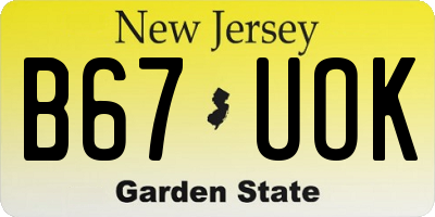 NJ license plate B67UOK