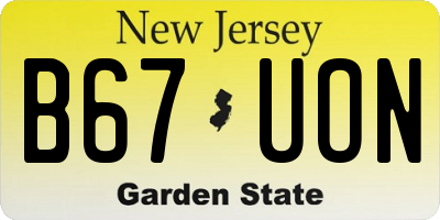NJ license plate B67UON