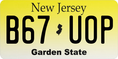NJ license plate B67UOP