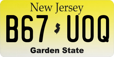 NJ license plate B67UOQ