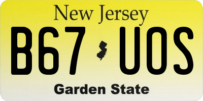 NJ license plate B67UOS