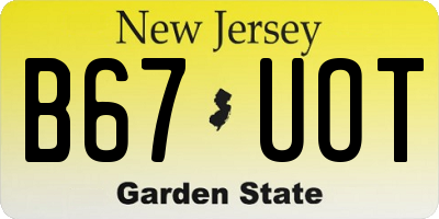 NJ license plate B67UOT