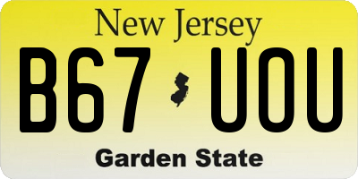 NJ license plate B67UOU