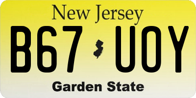NJ license plate B67UOY