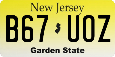 NJ license plate B67UOZ