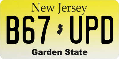 NJ license plate B67UPD