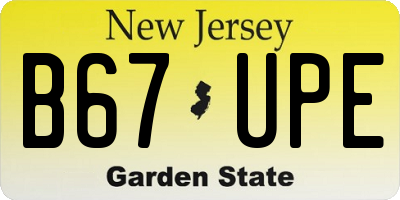 NJ license plate B67UPE