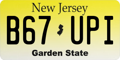 NJ license plate B67UPI