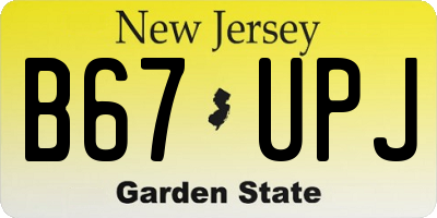 NJ license plate B67UPJ