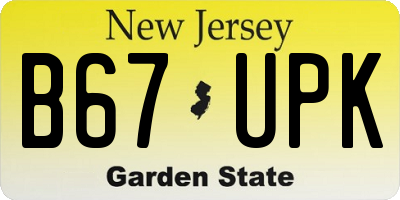 NJ license plate B67UPK
