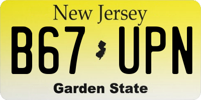 NJ license plate B67UPN
