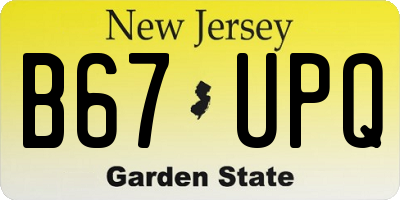 NJ license plate B67UPQ