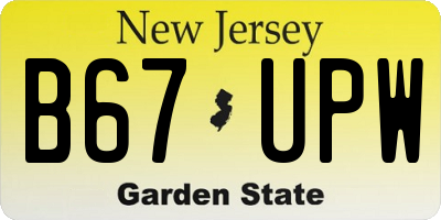 NJ license plate B67UPW