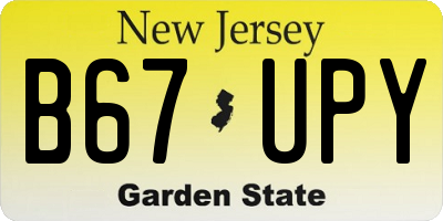 NJ license plate B67UPY