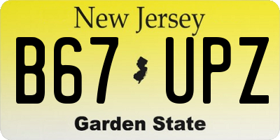 NJ license plate B67UPZ
