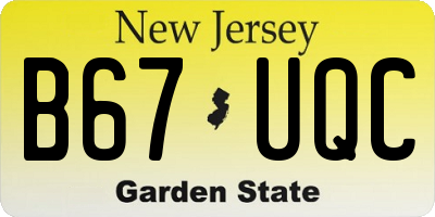 NJ license plate B67UQC