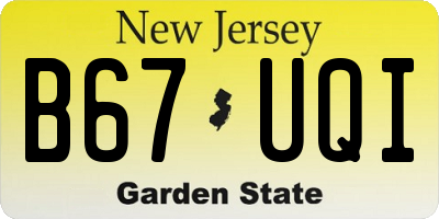 NJ license plate B67UQI