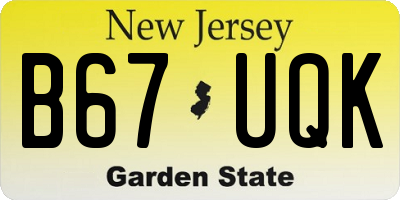 NJ license plate B67UQK