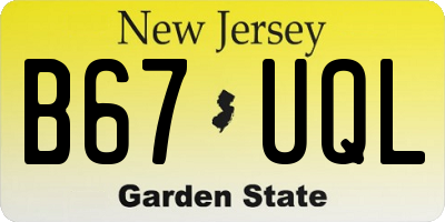 NJ license plate B67UQL