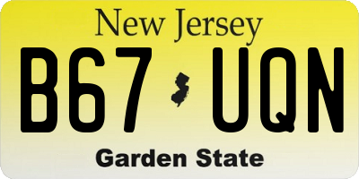 NJ license plate B67UQN